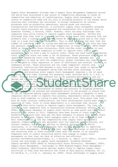 Supply Chain Management