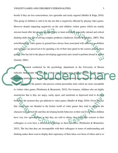 Research paper( Violent Games Are Contaminating Childrens Personalities)