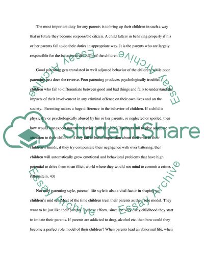 Should We Hold Parents Criminally Responsible for the Acts of Their Children