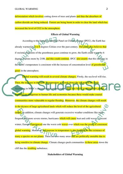 Analysis of the Global Warming Problem