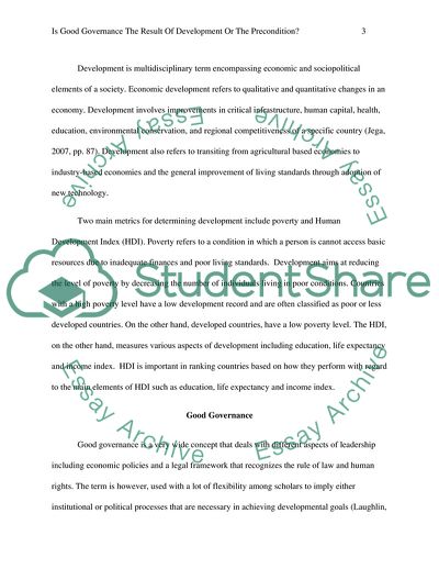 Relationship Between Development and Good Governance