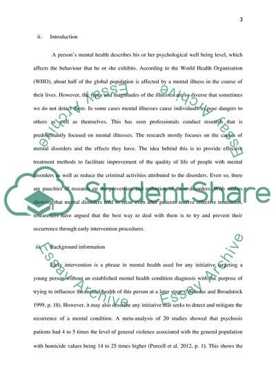 Early Intention of Mental Health