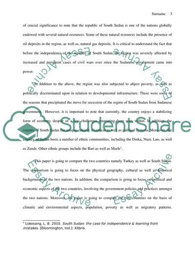 Comparison of Turkey and South Sudan