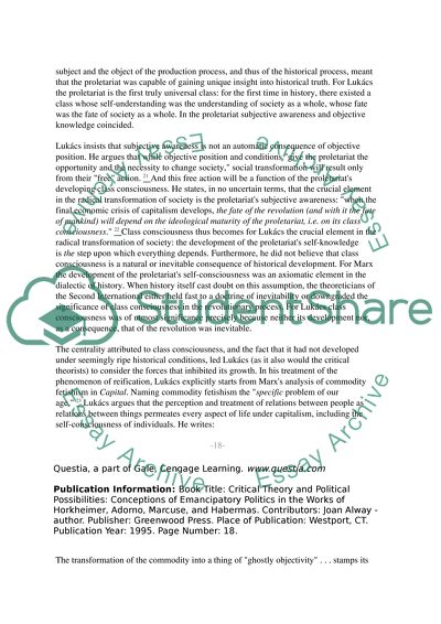 Twentieth-century Marxism. Georg Lukcs and the problem of consciousness