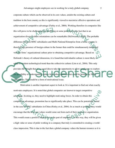 Advantages might employees see in working for a truly global company