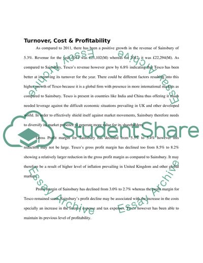 Financial Performance of Sainsbury Plc and Tesco Ltd