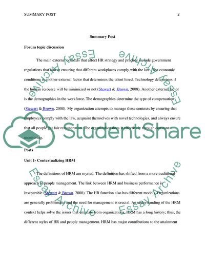 Human Resource Planning and Contextualizing HRM
