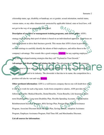 Company interview information