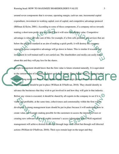 How to Maximize Shareholders Value - Google