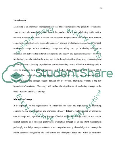 The Relevance of Marketing Concept to the 21st Century Business of Boots