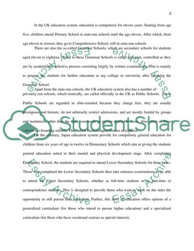 Comparisons and contrasts between the educational systems of Japan and Britain