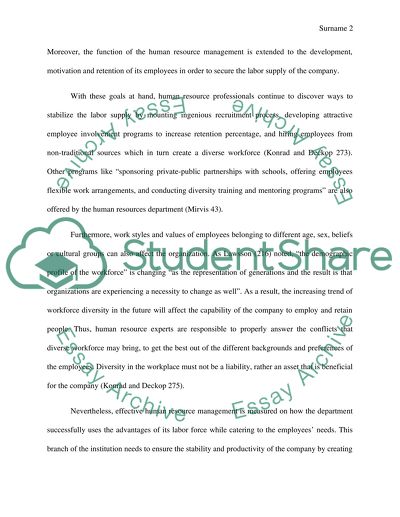 Human Resources Managent - Workforce Diversiity and Labor Supply