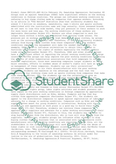 Sweatshop Oppression - Ravisankar 2