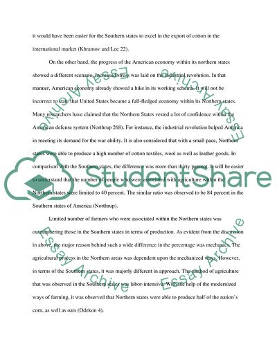 The economies of northern and southern states and the US Civil War