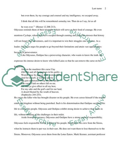Character and Temperament in Homers Odyssey and Sophocles Oedipus the King