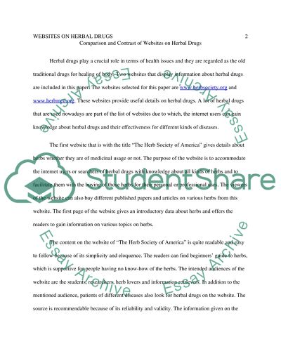 Comparison and Contrast of Websites on Herbal Drugs