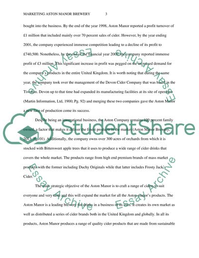 The Company Performance of the Aston Manor Brewery