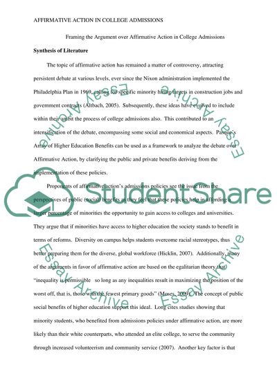 Framing the Argument over Affirmative Action in College Admissions