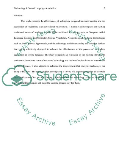 Technology in the Acquisition of Second Language Vocabulary