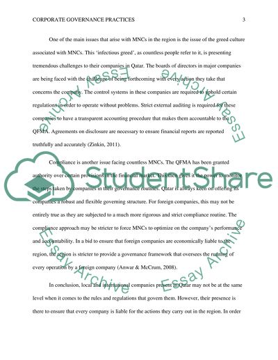 Corporate Governance Practices in Qatar