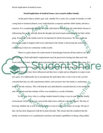 Social implication of medical issues; case scenario millers family