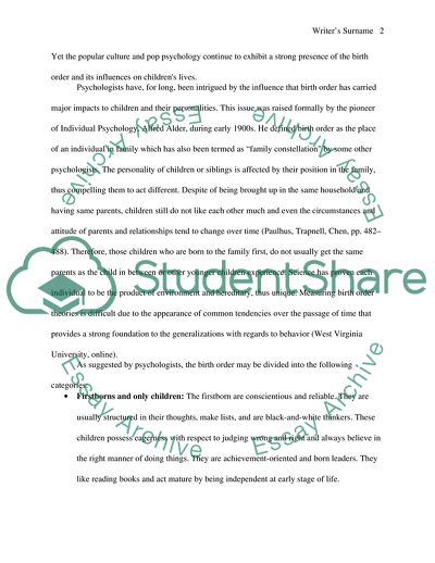 Incorporation of Birth Order and Parenting