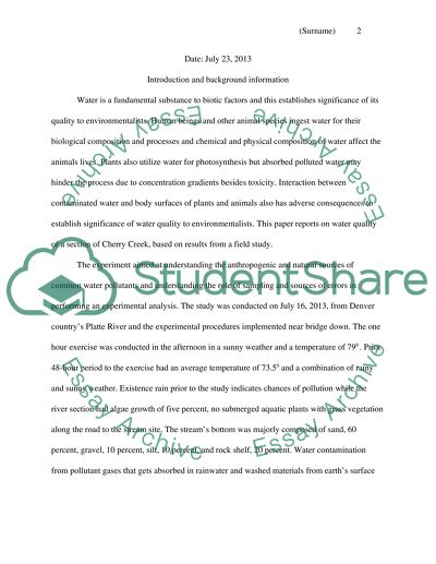Water Quality in an Urban Environment