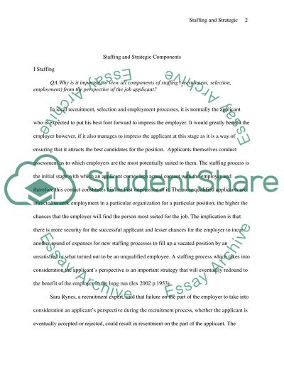 Staffing and Strategic Components