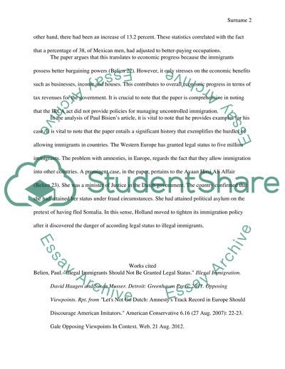 Legal Status in USA for Illegal Immigrants