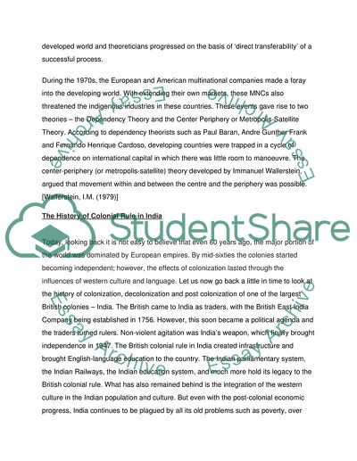 Theories of Development in the Post-Colonial Period