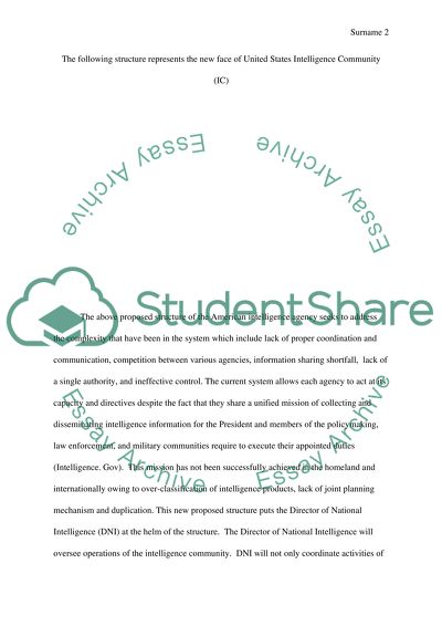 Formal Structure for Americas Intelligence Agency