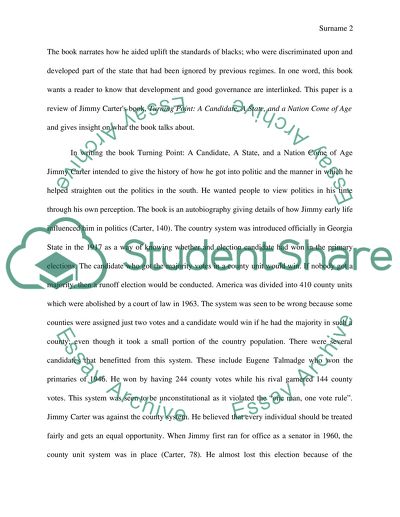 Jimmy Carters Book, Turning Point: A Candidate, a State, and a Nation Come of Age