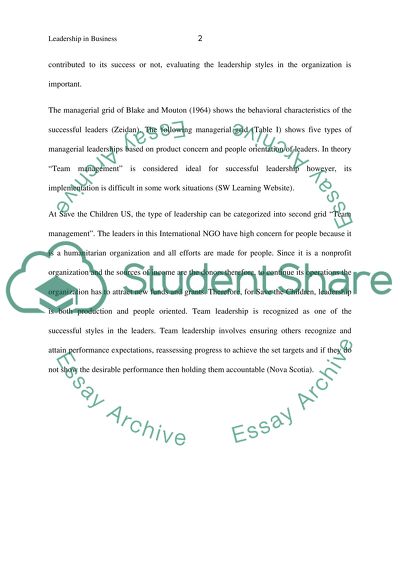 Leadership at Save the Children, the US