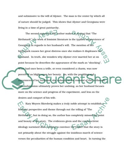 Kary Meyers Skredsvig - Womens Representation in Hawthornes The Birthmark