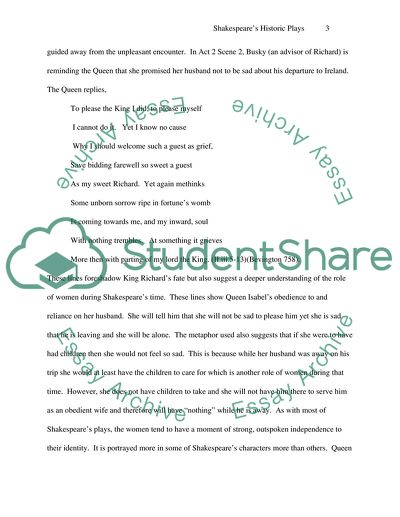 Shakespeares Historic Plays: The Role of Women