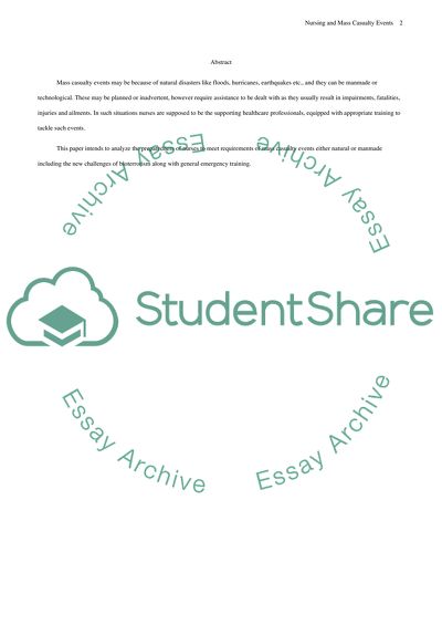 The role of nursing in a mas casualty event