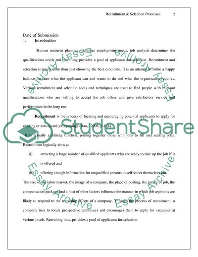 Recruitment & Selection Processes