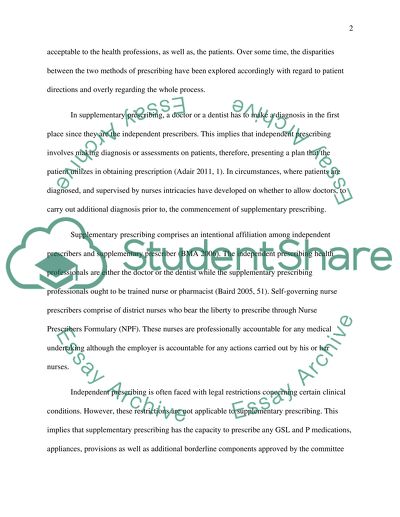 Relationship Between Independent and Supplementary Prescribing