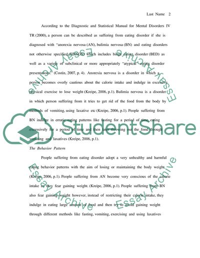 Eating Disorder as a Result of Distorted Idea of Social Image