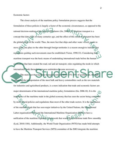 Factors Influencing the Formulation of Maritime Policy at International Level