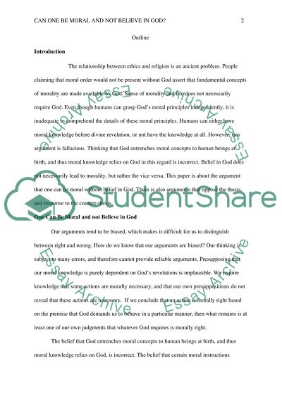 Can One Be Moral and Not Believe in God