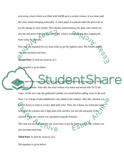 The Concentration of Potassium Hydrogen Phthalate