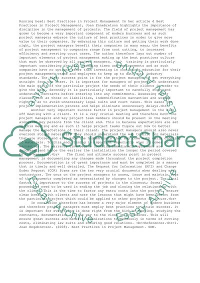 Best Practices in Project Management