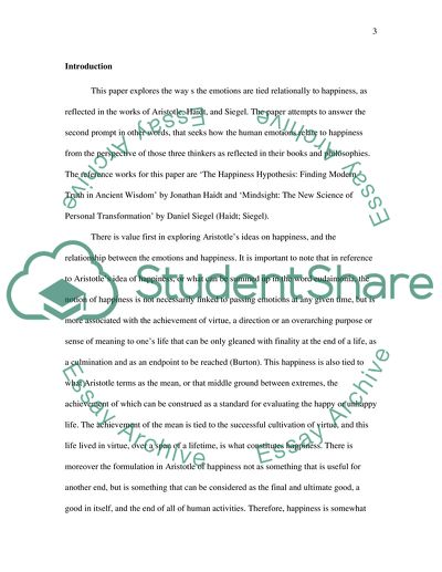 The Emotions and Happiness in Haidt, Siegel and Aristotle