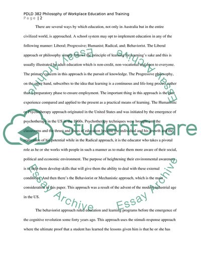 Philosophy of Workplace Education and Training