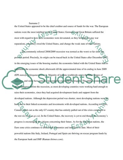 Comparison between the Great Depression and the Last Recession of 2008-2009