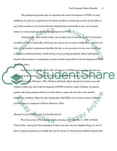 Post Traumatic Stress Disorder