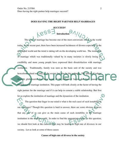 Does Having the Right Partner Help Marriages Succeed