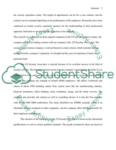 Security findemental (contract security guard service selection exercise)