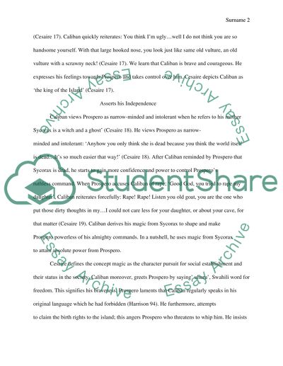 Caliban in Aim Cesaires A Tempest